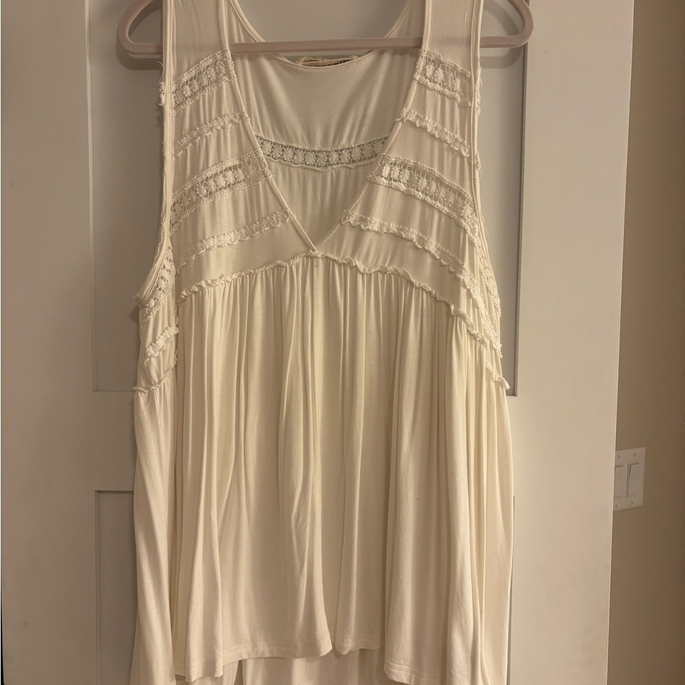 POL Cream Lace Detail Tank Top